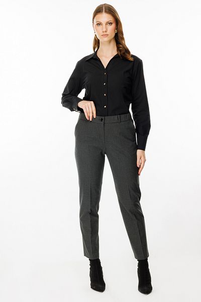 Ekol Mini Houndstooth Patterned Plus Size Fabric Trousers