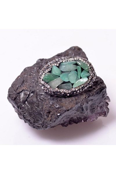 Taş Sandığı Aventurine Stone Brooch - Shiny Stone