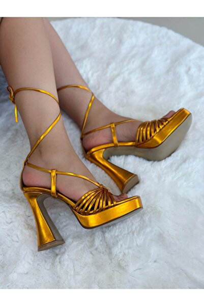 EVASAMLİSHOESBAG Parlak Platform Ayakkabı Turuncu