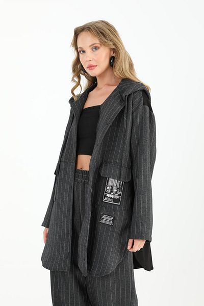 Puane Cardigan sezonier cu glugă de culoare antracit pentru femei