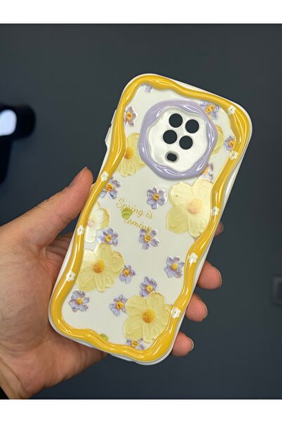 Fibaks Redmi Note 9s/9 Pro Uyumlu Kılıf Tasarımlı Desenli Kamera Korumalı Papatya Çiçek Renkli Silikon Kap