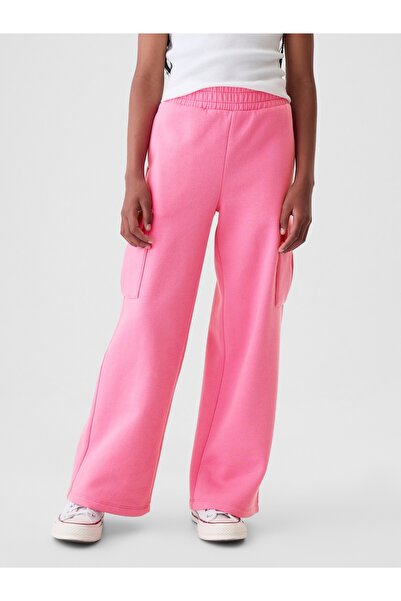 GAP Kız Çocuk Pembe Vintage Soft Wide-Leg Kargo Eşofman Altı