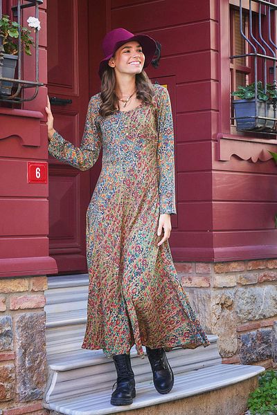 Los banditos Rochie de iarnă cu mânecă lungă cu model Pera verde