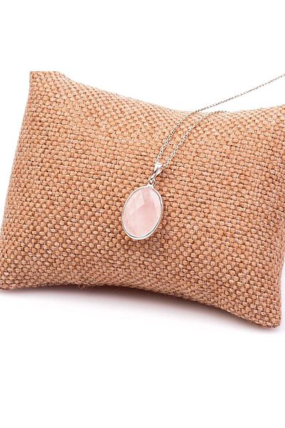 Taş Sandığı Pink Quartz Stone Silver Necklace