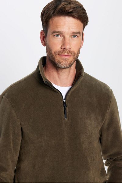 Tudors Φούτερ Unisex Standard Fit Anti-pilling Φλις φούτερ με όρθιο γιακά χακί χωρίς κρύο