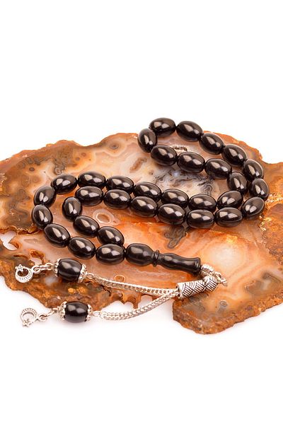 Taş Sandığı Capsule Cut Oltu Stone Rosary - Georgian Fishing Rod