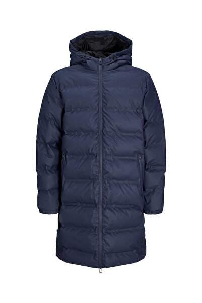 Jack & Jones JCOELEMENTS Uzun Şişme Erkek Mont Su Geçirmez Kapüşonlu Lacivert...