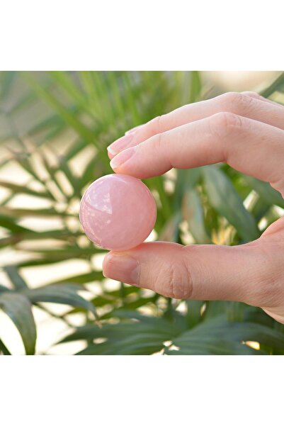 Taş Sandığı Pembe Kuvars Taşı Küre - Küçük Boy
