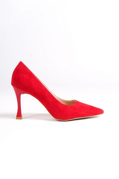 Mubiano Mb970-Kr Women's Thin 9 cm Heeled Red Suede Stiletto & Heeled Shoes
