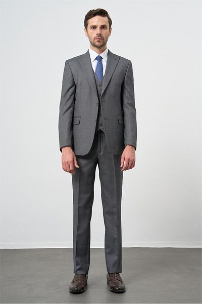 İmza Dark Khaki Double Slit Vest Slim Fit Suit - 1001235177