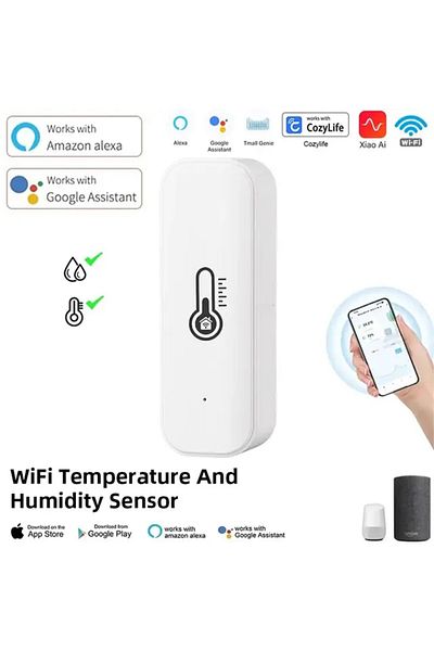 XMSJ White Cozylife Smart Temperature Humidity Sensor Indoor Hygrometer Controller Work With Alexa Google