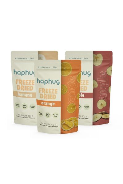 HapHug 3 Pack Winter Fruits - Orange, Banana, Apple Freeze Dry Fruit