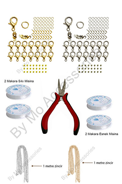 By MO Accessories Βοηθητικά εξαρτήματα κατασκευής κολιέ βραχιολιών - Σετ βοηθητικών υλικών κατασκευής κοσμημάτων, πένσα με αλυσίδα