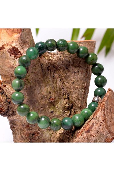 Taş Sandığı Jade Stone Bracelet (8 mm) - Dark Color