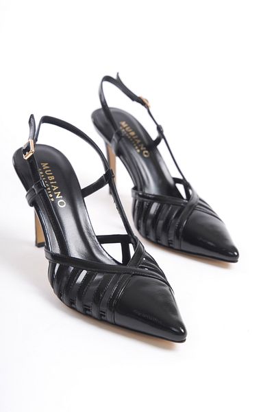 Mubiano Pantofi cu toc pentru femei din piele lacuita neagra -mcbrg5796-s