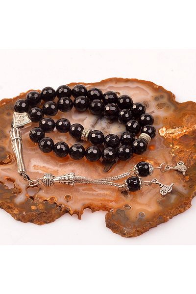 Taş Sandığı Onyx Stone Rosary - 8 mm (Facet Cut)