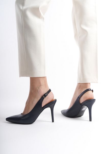 Mubiano Collection Tocuri de damă din piele naturală Stiletto și pantofi bleumarin -mcalm433-lcv