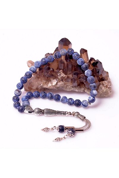 Taş Sandığı 8 mm Blue Black Crack Agate Rosary