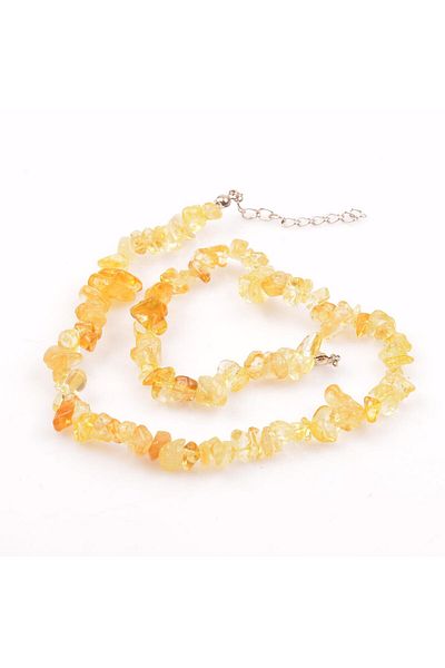 Taş Sandığı Citrine Stone Unshaped Necklace - Money Stone