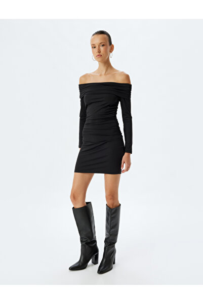 Koton Šaty Madonna s límcem mimo rameno Mini Délka tužka s dlouhým rukávem