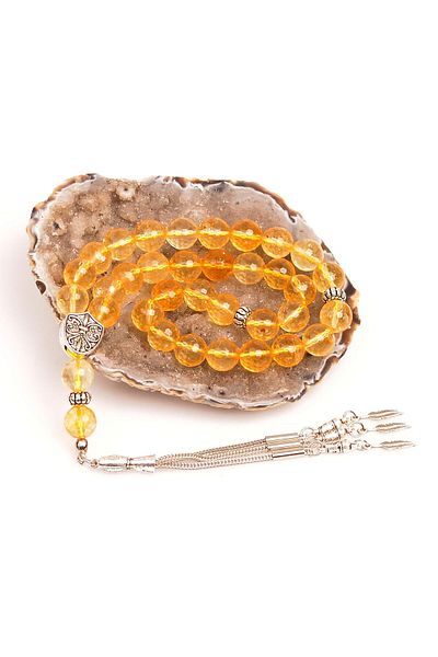 Taş Sandığı 10 mm Facet Cut Citrine Rosary