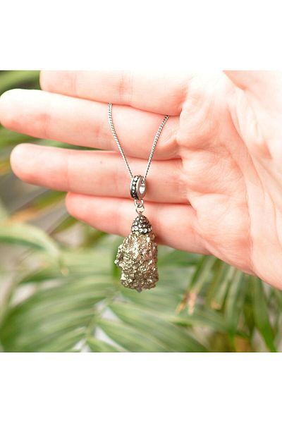 Taş Sandığı Raw Pyrite Stone Necklace-Marcasite