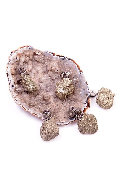 Taş Sandığı Raw Pyrite Stone Necklace-Marcasite