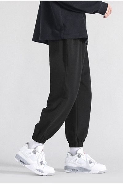 DARK AND BRIGHT Men's Loose Fitting Casual Pants Elastic Waist and Leg Cotton Fabric