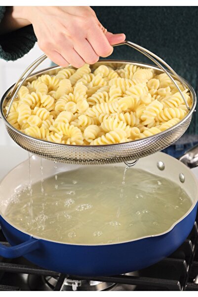 Nutricook Tek Tava Seramik Kızartma Tavası Çelik Saplı Buharlı Sepet