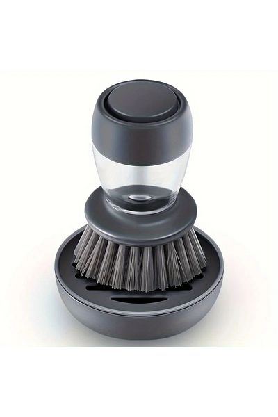 Choice grey 1pc Automatic liquid adding and pot washing brush, vertical press lazy person brush, kitchen br