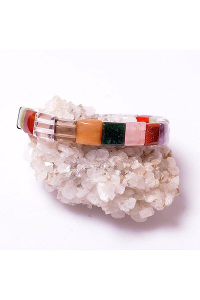 Taş Sandığı Chakra Stones Bracelet - Square Cut