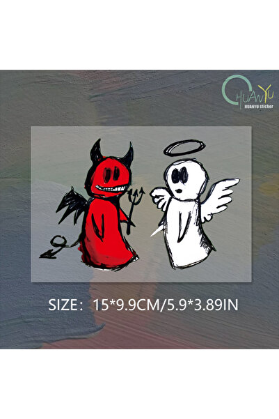 Choice ملصقات سيارة مجوفة مع ملاك وشيطان مرسومة باليد على شكل رسوم متحركة سيا...