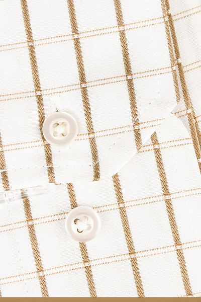 Varetta Ανδρικό μακρυμάνικο πουκάμισο White Tan Classic με φαρδιά κοπή και τσέπες