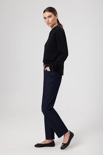 Mısırlı Pantaloni de jeans de damă cu talie înaltă albastră
