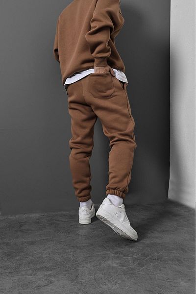 Slatra Ανδρική φόρμα καφέ Basic Elastic Leg