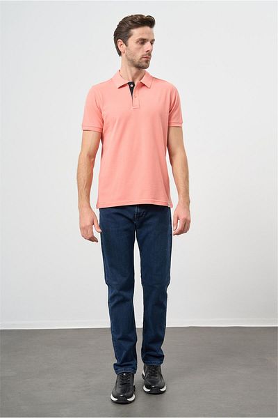 İmza Ροζ μπλουζάκι Polo Neck Cotton-Lycra Slim Fit 1011240186