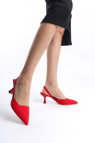 Mubiano Mblnr703-kr Women's Open Back Pointed Toe Satin Red Stiletto & Heeled Shoes
