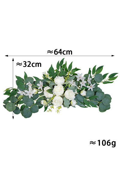 Choice 64 سم أبيض 1 قطعة زهور زفاف اصطناعية بوهو وردة حمراء أوكالبتوس جارلاند...