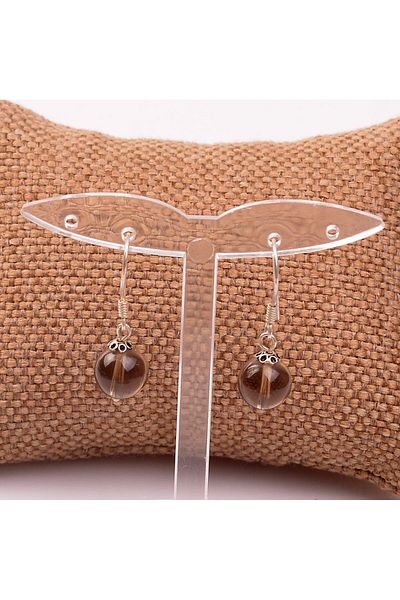 Taş Sandığı Smoky Quartz Stone Silver Earrings
