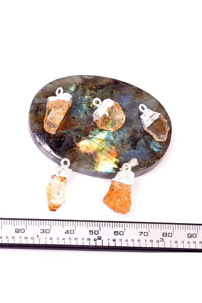Taş Sandığı Raw Citrine Stone Silver Necklace - Unshaped Citrine Stone