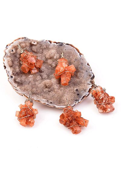 Taş Sandığı Aragonite Raw Stone - Wire Wrapped Necklace