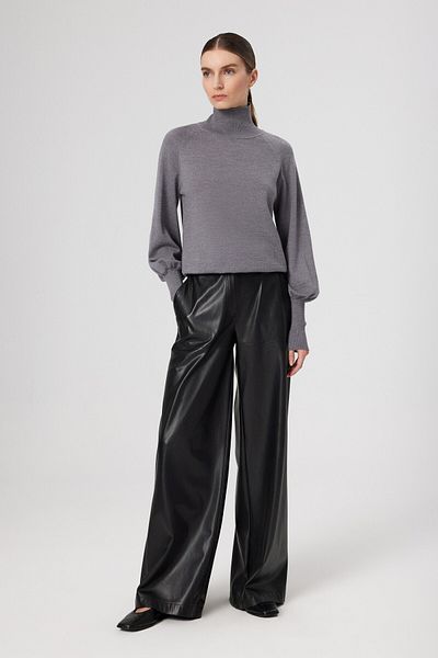 Mısırlı Women's Black Faux Leather Trousers