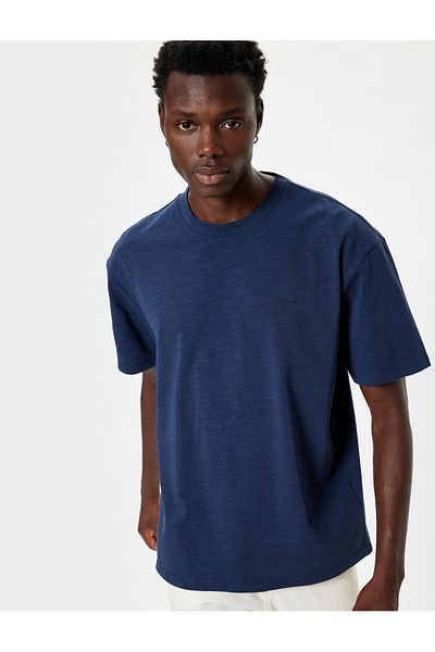 Koton KT - Oversize βαμβακερό μπλουζάκι - Basic Crew Neck, κοντομάνικο