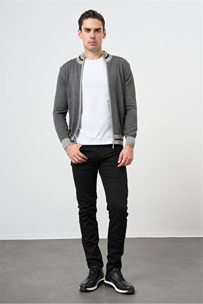 İmza Сірий довгий рукав, прямий в'язаний комір, класичний slim fit трикотаж 1012245203