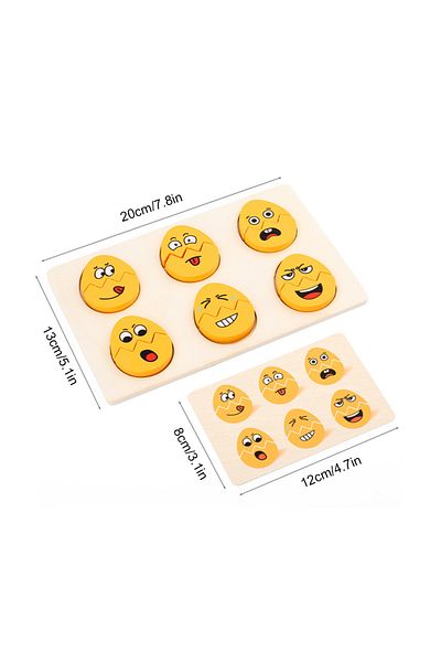 GSF Wooden Smiling Face Kids Emotion Puzzles Montessori Parish Toys Expression Matching Board Game Senso