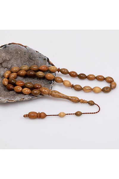 Taş Sandığı Barley Cut Rosewood Rosary - 8*11 mm