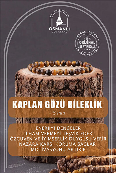 OSMANLI DOĞAL TAŞ Sertifikalı Doğal Taş Bileklik - Kaplan Gözü