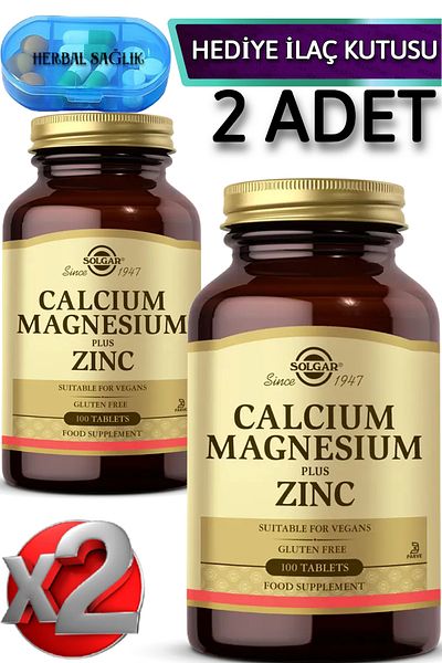 Solgar 2 Calcium Magnesium Plus Zinc-(Calcium-Magnesium-Zinc) 100 Tablets