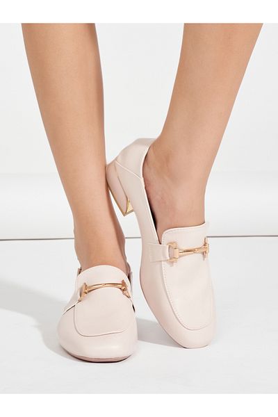 Styli Metal Buckle Trim Loafers