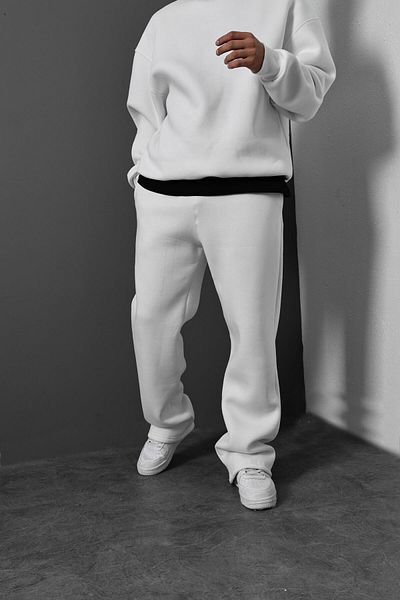Slatra Ανδρική φόρμα λευκής Basic Baggy Fit